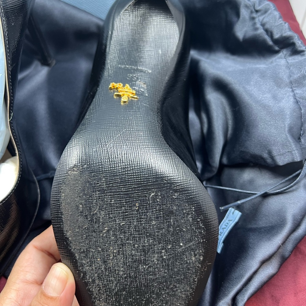 Prada Black Textured Leather Shoes - Picture 2 of 6